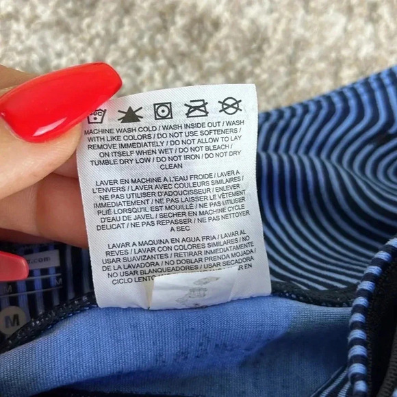 Nike Dri Fit Running Capri Leggings Blue Black - Picture 6 of 9